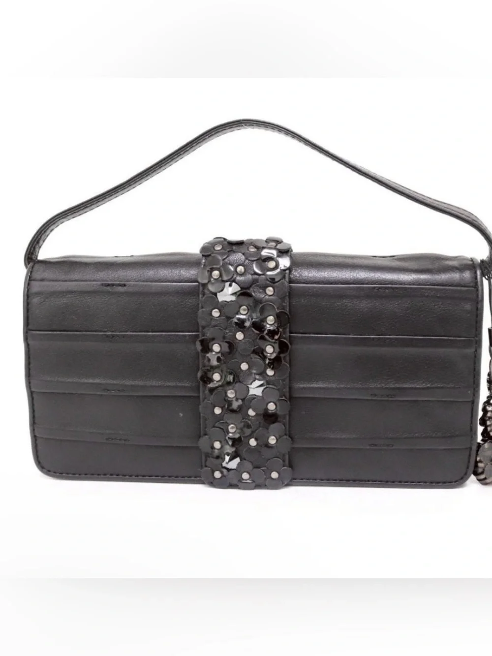 Anteprima Black leather Floral Appliqué clutch/wallet